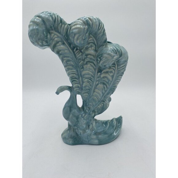 Vintage Royal Haeger Vase Peacock ird of Paradise Turquoise Blue Ceramic - Picture 1 of 12
